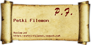 Petki Filemon névjegykártya